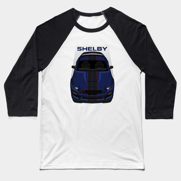 Ford Mustang Shelby GT350R 2015 - 2020 - Kona Blue - Black Stripes Baseball T-Shirt by V8social